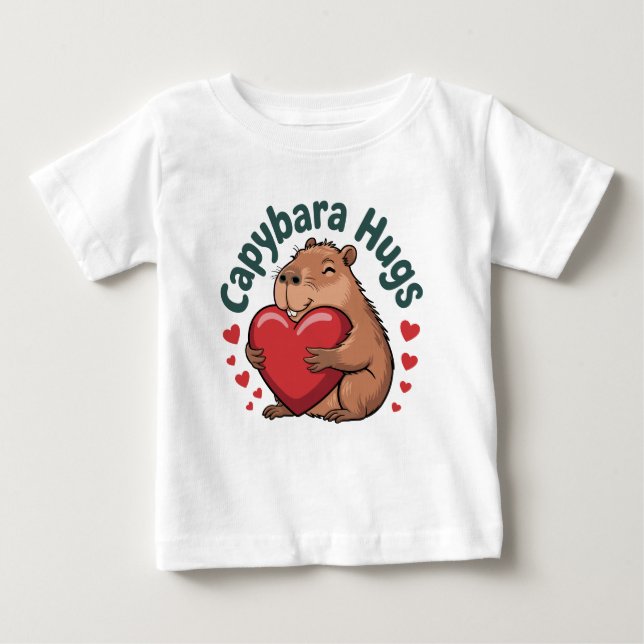 Camiseta Para Bebê Capybara Hugs (Frente)