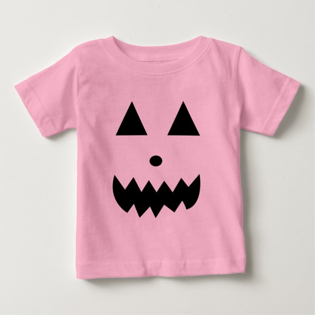 Camiseta Para Bebê Cara de Abóbora Bonita do Halloween (Frente)
