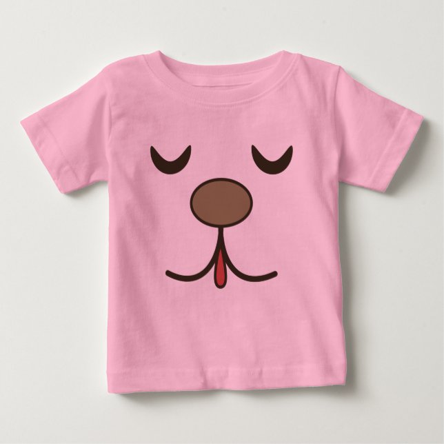 Camiseta Para Bebê Cara de cachorro adorável rosa  (Frente)