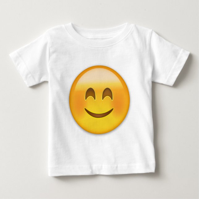 Camiseta Para Bebê Cara de sorriso com olhos de sorriso Emoji (Frente)