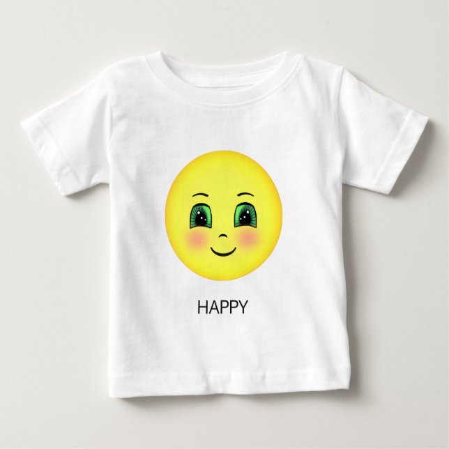 Camiseta Para Bebê Cara feliz e bonito emoji (Frente)