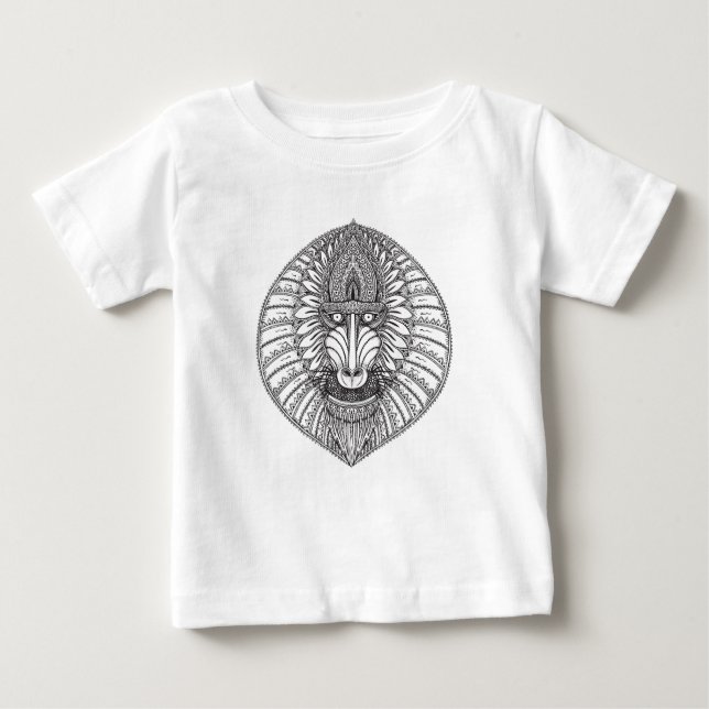 Camiseta Para Bebê Cara inspirada do babuíno (Frente)