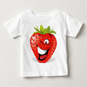 Camiseta Para Bebê Cara pisc feliz da morango