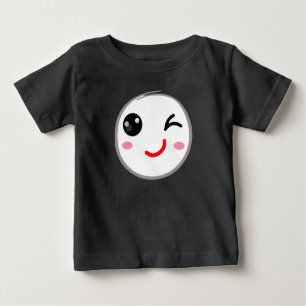 Camiseta Para Bebê Cara piscando, sorriso Piscar os olhos