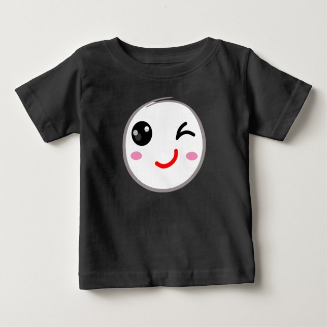 Camiseta Para Bebê Cara piscando, sorriso Piscar os olhos (Frente)