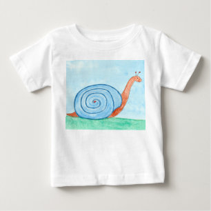 Camiseta Para Bebê Caracol Com Uma Concha Azul