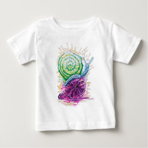 Camiseta Para Bebê Caracol na Fig colorido