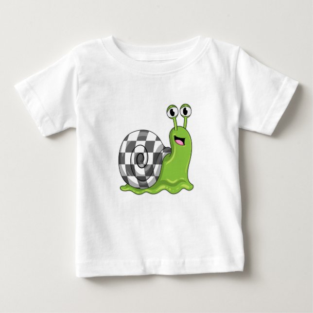 Camiseta Para Bebê Caracol no Xadrez com Chessboard (Frente)