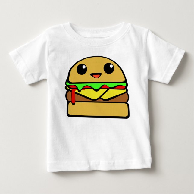 Camiseta Para Bebê Caracter Cheseburger Kawaii (Frente)