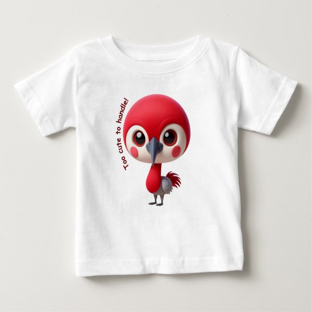 Camiseta Para Bebê Caractere Adorável de Pássaro Vermelho (Frente)