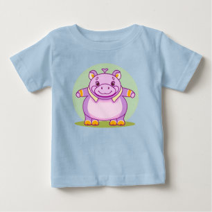 Camiseta Para Bebê Caractere Hippo Feliz