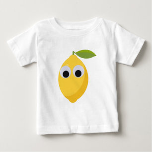 Camiseta Para Bebê Caractere Limão Bonito com Olhos Googados