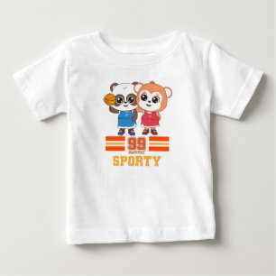 Camiseta Para Bebê Caracteres de fraternidade animal brilhantes e div