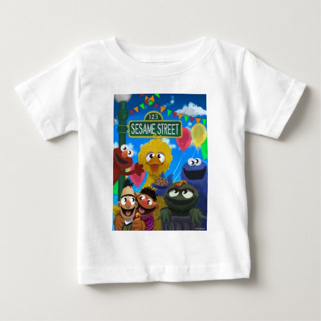 Camiseta Para Bebê Caracteres de Rua Sésamo | Cena de Partidos (Frente)