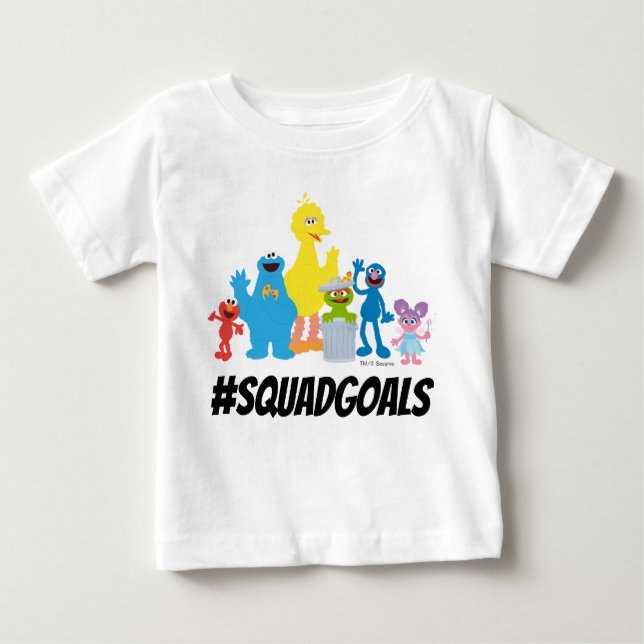 Camiseta Para Bebê Caracteres de Rua Sésamo | #SQUADGOALS (Frente)