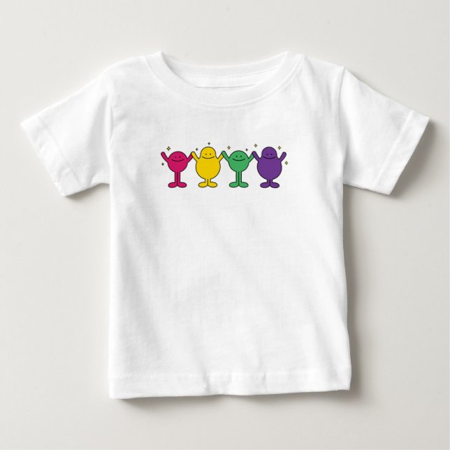Camiseta Para Bebê Caracteres de Unidade Feliz (Frente)