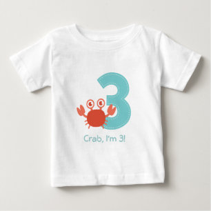Camiseta Para Bebê Caranguejo Fofo Eu Estou Com 3 Aniversário Bebê