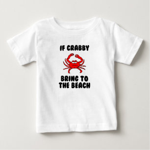 Camiseta Para Bebê Caranguejo Ir Para a Praia Fofo
