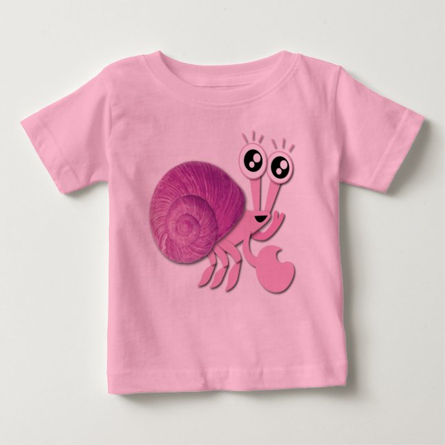 Camiseta Para Bebê Caranguejo-Melo-Rosa-Gelado (Frente)