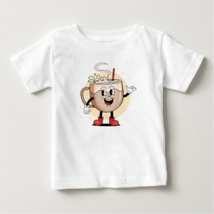 Camiseta Para Bebê Caráter de café agradável e lúdico