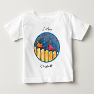 Camiseta Para Bebê Cardeais na pintura de cerca - Arte original
