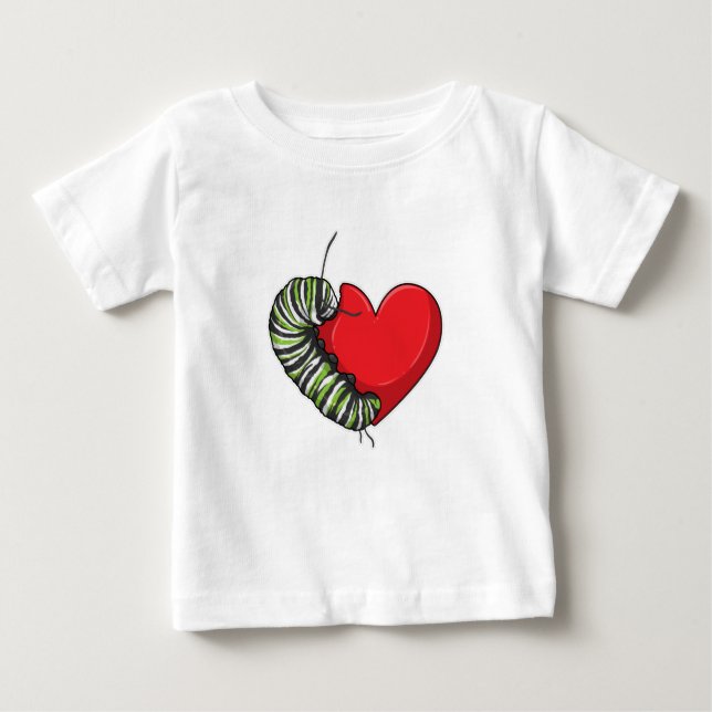 Camiseta Para Bebê Cardiopatias de Amor de Lagarta (Frente)