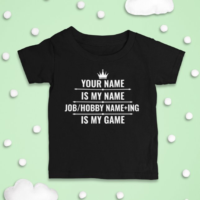 Camiseta Para Bebê Cargo Engraçado Personalizado e Nome do Hobby (Criador carregado)