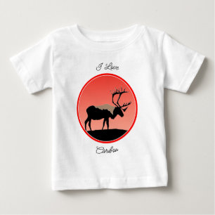 Camiseta Para Bebê Caribu ao Pôr do Sol - Arte Original da Vida Selva