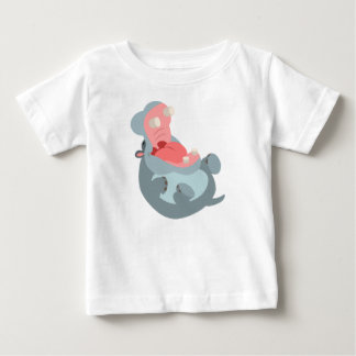 Camiseta Para Bebê Caricatura Bestial Hippo Baby T-Shirt
