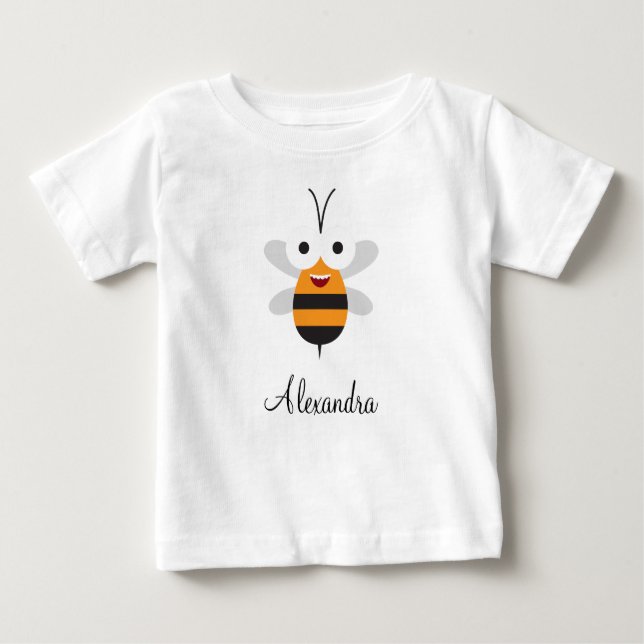 Camiseta Para Bebê Caricatura Bonita, Engraçada Menina de Abelhas (Frente)
