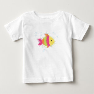 Camiseta Para Bebê Caricatura de Peixe
