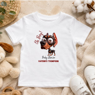 Camiseta Para Bebê Caricaturas de Cachorro Fofo para Chás de Bebê par