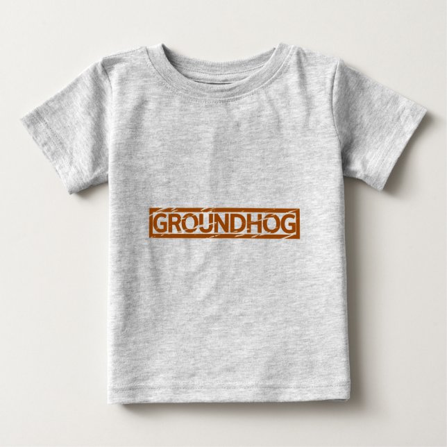 Camiseta Para Bebê Carimbo Groundhog (Frente)