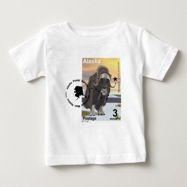 Camiseta Para Bebê Carimbo Muskox Souvenir (Frente)