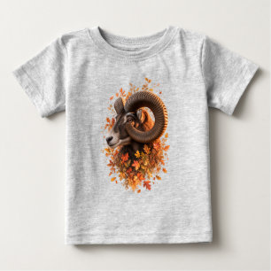 Camiseta Para Bebê Carneiro Mouflon de Outono Fauna