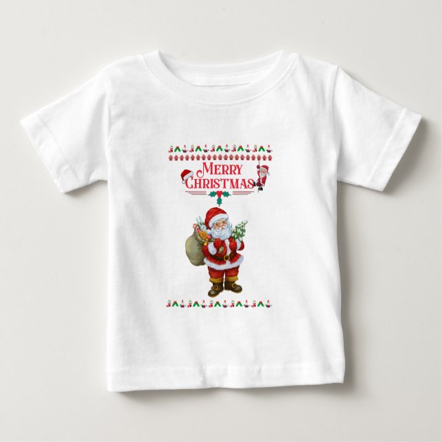 Camiseta Para Bebê Caros papais noeis | Casado Natal 2024 (Frente)