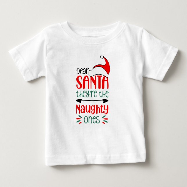 Camiseta Para Bebê Caros Papais noeis, eles são o malvado, Natal (Frente)
