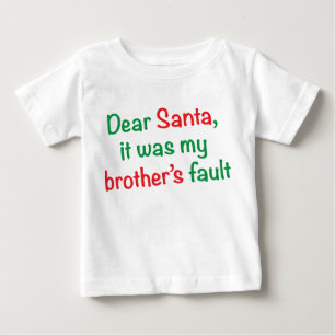 Camiseta Para Bebê Caros Papais noeis, foi culpa do meu irmão