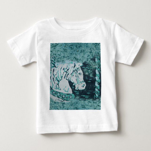 Camiseta Para Bebê Carousel Horse Aquamarine (Frente)