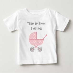 Camiseta Para Bebê Carrinho de Bebê Engraçado para Menina Recém-Nasci