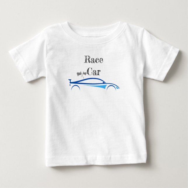 Camiseta Para Bebê Carrinho de Corrida de Bebê de Verão  (Frente)