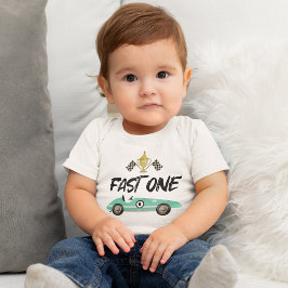 Camiseta Para Bebê Carrinho de Corrida de Crianças 1º Aniversário