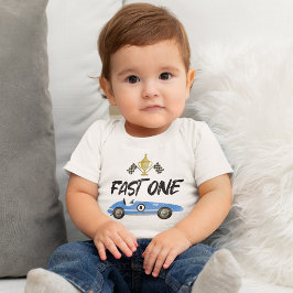 Camiseta Para Bebê Carrinho de Corrida para Aniversário de 1 Ano
