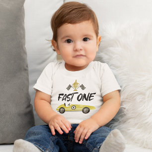 Camiseta Para Bebê Carrinho de Corrida para Aniversário de 1 Ano