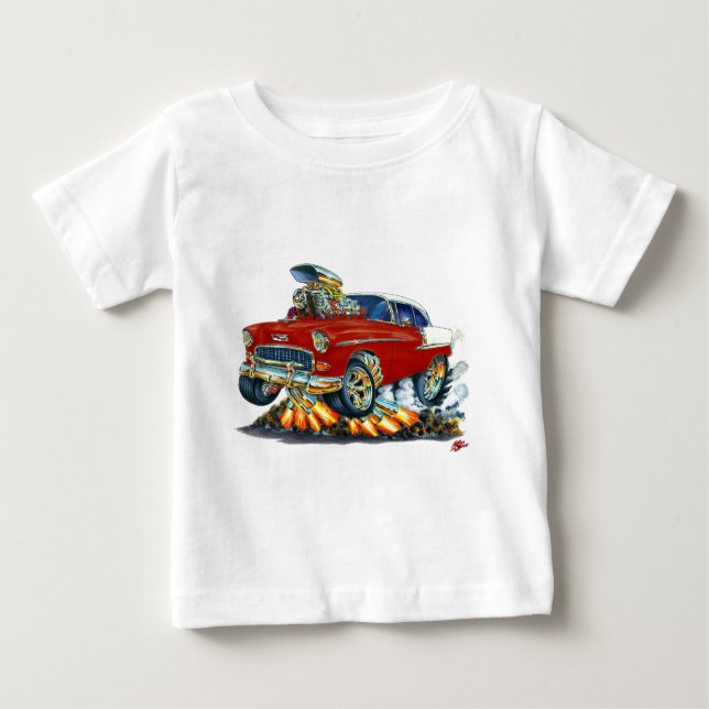 Camiseta Para Bebê Carro 1955 marrom de Chevy Belair (Frente)