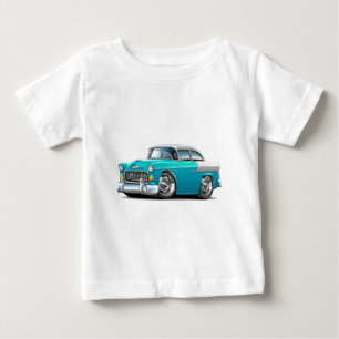 Camiseta Para Bebê Carro 1955 Turquesa-Branco de Chevy Belair