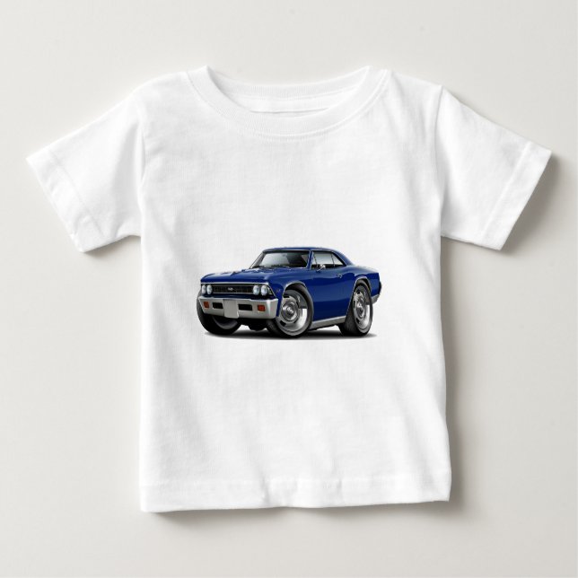 Camiseta Para Bebê Carro 1966 azul escuro de Chevelle (Frente)