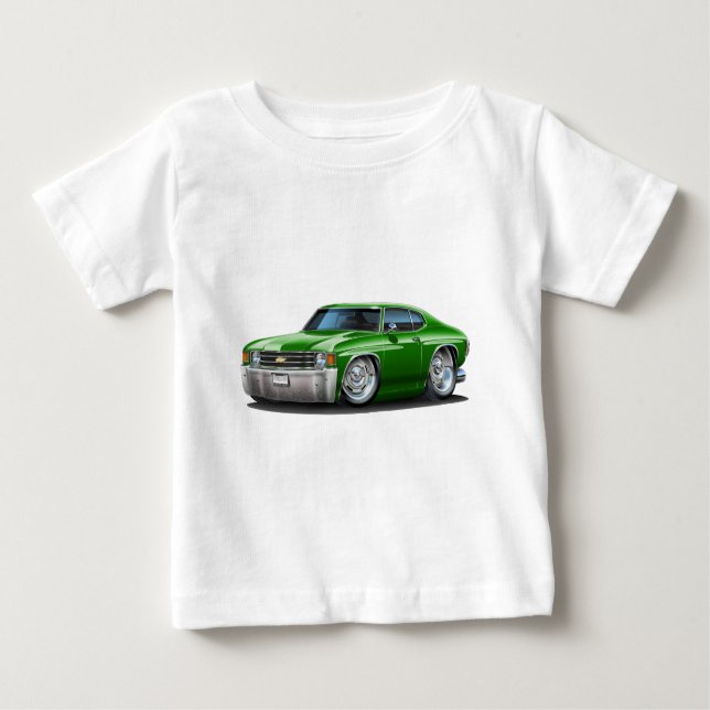 Camiseta Para Bebê Carro 1971-72 verde de Chevelle (Frente)