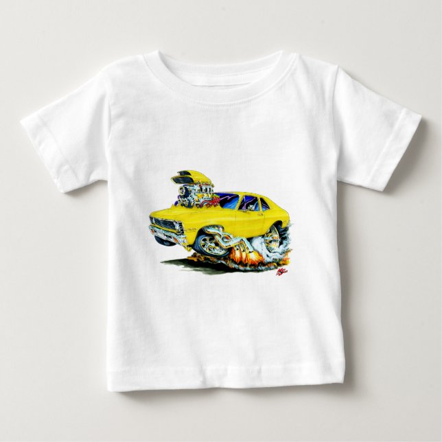 Camiseta Para Bebê Carro 1971-74 amarelo da nova (Frente)