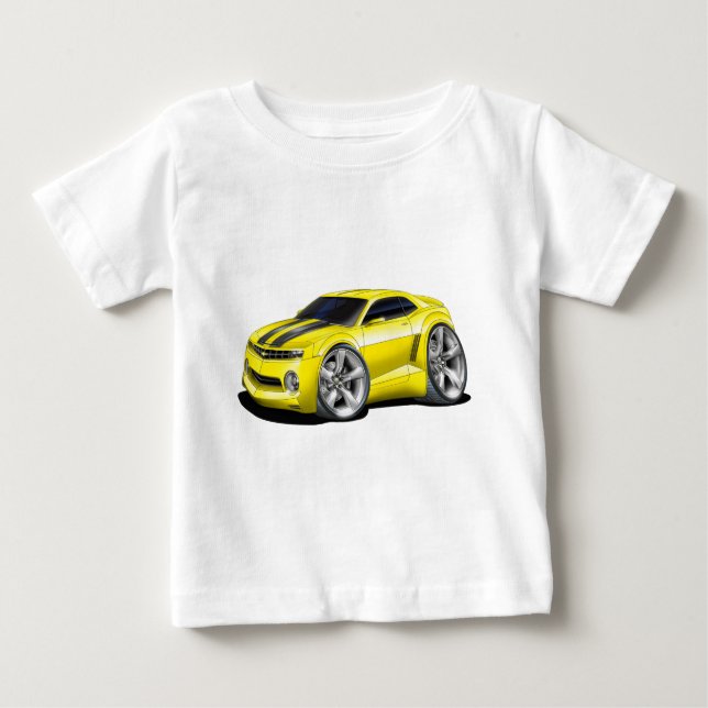 Camiseta Para Bebê Carro Amarelo-Negro Camaro 2010-11 (Frente)
